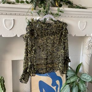 H&M Sheer Leopard Blouse